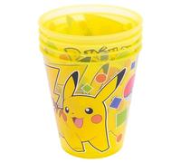 STOR Set 4 Bicchieri Bambini Pokémon 285ml - Bicchieri Riutilizzabili in Plastica Senza BPA per Feste e Uso Quotidiano - Resistenti alle Cadute
