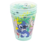 Stor Set 4 Bicchieri Bambini Stitch 285ml - Bicchieri Riutilizzabili in Plastica Senza BPA per Feste e Uso Quotidiano - Resistenti alle Cadute