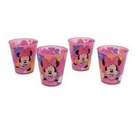 Stor Set 4 bicchieri Joy Minnie Mouse 285 ml - Bicchieri per bambini riutilizzabili in plastica, effetto brinato con glitter, per feste, adatti al microonde