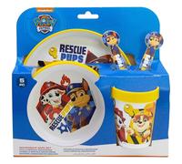 STOR Set di Stoviglie per Bambini Paw Patrol con Base Antiscivolo, Piatto, Ciotola, Bicchiere 260ml e Posate, Adatto Microonde, Senza BPA