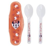 Stor Set due cucchiai Bambine Minnie Mouse in plastica, senza BPA, lavabili e riutilizzabili, con scatola