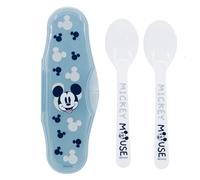 Set due cucchiai Bambini Mickey Mouse in plastica, senza BPA, lavabili e riutilizzabili, con scatola