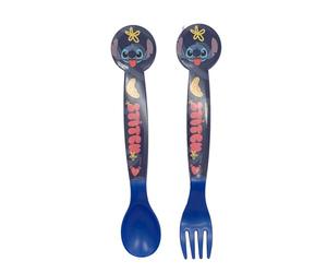 Stor Set due Posate in plastica Disney Stitch per bambini, senza BPA, lavabili e riutilizzabili, non adatte a microonde e lavastoviglie