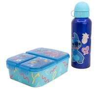 Stor Set Merenda Stitch - Borraccia Alluminio 530ml e Portamerenda 3 Scomparti - Kit Pranzo Bambini Scuola