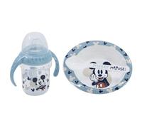 STOR Set Pappa Bebè Topolino - Piatto, Cucchiaio e Tazza di Apprendimento 250ml - Adatto Microonde - Disney Baby +10 Mesi