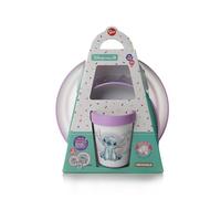 STOR Set Pappa Bimbi Antiscivolo Stitch - 3 Pezzi Piatto Ciotola Bicchiere 260ml - Plastica Senza BPA Microonde - Disney Baby