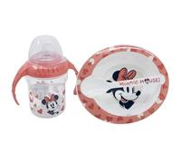 Stor Set Regalo Bambini Disney Minnie, in plastica e silicone senza BPA, con biberon, ciotola e cucchiaino, lavabili e riutilizzabili