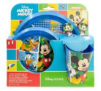 STOR Set Stoviglie Bambini 5 Pezzi Topolino Il Regno di Ghiaccio - Bicchiere Piatto Ciotola Posate Plastica Resistente Senza BPA