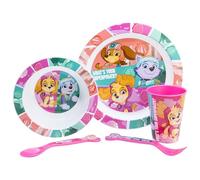 STOR Set Stoviglie per Bambini Paw Patrol - Bicchiere Piatto Ciotola Posate - Plastica Resistente Microonde - Senza BPA - Pasti Bambini