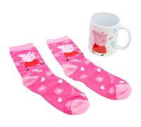 STOR Set Tazza Ceramica 325ml e Calzini Peppa Pig - Confezione Regalo - Colazione e Accessorio Tessile per Bambini