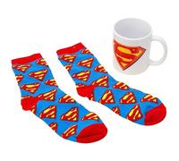 Stor Set Tazza Ceramica 325ml e Calzini Superman - Confezione Regalo - Colazione e Accessorio Tessile per Bambini