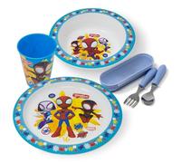 Stor Spiderman - Set di stoviglie con posate, 5 pezzi, per bambini, con piatto, ciotola, bicchiere, forchetta e cucchiaio, set per la colazione per ragazzi e ragazze, riutilizzabile e senza BPA