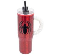 STOR Tazza Caffè Spider-Man Grande con Cannuccia e Manico 770ml - Bicchiere Termico Doppia Parete Acciaio Inossidabile per Bevande Calde e Fredde Riutilizzabile