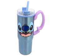 STOR Tazza Caffè Stitch Grande con Cannuccia e Manico 770ml - Bicchiere Termico Doppia Parete Acciaio Inossidabile per Bevande Calde e Fredde Riutilizzabile