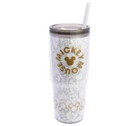 Stor Tazza Caffe Termica con Cannuccia e Coperchio 860ml, Tumbler Doppia Parete con Manico, Bicchiere Plastica