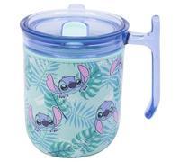 STOR Tazza da Caffè Stitch con Manico e Coperchio Scorrevole 470ml - Tazza Termica Acciaio Inossidabile Doppia Parete Riutilizzabile