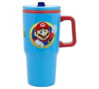 Stor Tazza in Acciaio con Manico e Coperchio Super Mario Bros 640ml - Doppia Parete con Beccuccio Antigoccia per Bambini