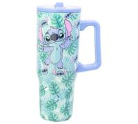 Stor Tazza in Acciaio Inossidabile Stitch 920ml con Manico, Coperchio e Beccuccio Antigoccia Riutilizzabile