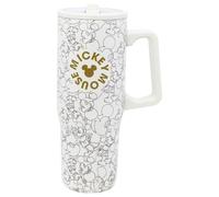 STOR Tazza in Acciaio Inossidabile Topolino 920ml con Manico, Coperchio e Beccuccio Antigoccia Riutilizzabile
