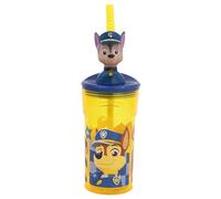 Stor Tazza per bambini riutilizzabile con cannuccia e coperchio con statuetta 3D e capacità 360 ml di Paw Patrol Boy
