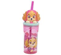 Stor Tazza per bambini riutilizzabile con cannuccia e coperchio con statuetta 3D e capacità 360 ml di Paw Patrol Girl