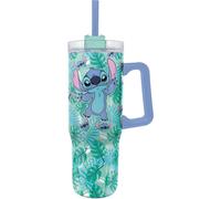 STOR Tazza Termica Grande con Cannuccia Stitch 920ml Acciaio Inossidabile Doppia Parete - Bicchiere Riutilizzabile con Manico e Coperchio