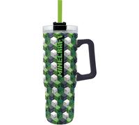STOR Tazza Termica Grande con Cannuccia Minecraft 920ml Acciaio Inossidabile Doppia Parete - Bicchiere Riutilizzabile con Manico e Coperchio