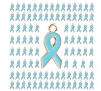 Storage Bag 100 ciondoli a forma di nastro, a lunga durata, per la sensibilizzazione sul cancro al seno, con nastro di speranza, pendenti, orecchini, accessori per la consapevolezza, gioielli per