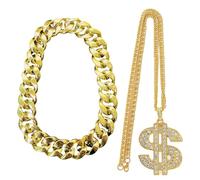 Storage Bag 2 pezzi elegante catena oro collana hip hop gioielli rapper catene CCB per uomini e donne catene rapper, 60cm, come descritto, come descritto