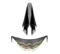 Storage Bag 2Pcs Danza Del Ventre Abiti Gypsy Costume Danza Del Ventre Costume Hip Sciarpa Con Moneta Testa Sciarpa Accessori