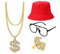 Storage Bag 80s 90s rapper costume accessori radio occhiali collana anni '80 '90 hip hop costume set secchio cappello per Halloween festa