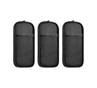 Storage Bag Astuccio trasparente a doppio strato, ad alta capacità, per penne, pennelli da trucco, per ufficio, 3 pezzi, Nero
