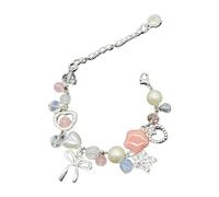 Storage Bag Bracciali di tendenza Unico Cuore Bowknot Del Pendente Del Braccialetto Y2K Accessorio di Modo Gioielli A Mano Catena Da Polso Per Le Donne, Misura unica, come descritto