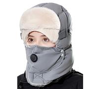 Storage Bag Cappello da cacciatore invernale per equitazione e sci, con occhiali da sole, antivento, paraorecchie, per donne e uomini, con paraorecchie, per attività all'aperto, grigio, 55 to 58cm
