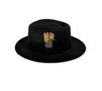 Storage Bag Cappello Panama in feltro di lana Cappello piatto OktoberfestRound Cap MagicShow Copricapo Accessori in maschera Gioco di ruolo Fedora Cappello elegante, Nero , Taglia unica