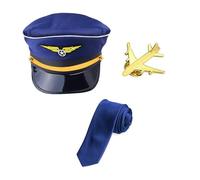 Storage Bag Costume da assistente di volo per capitano della compagnia aerea Capitano Cappello Uniforme Spalline Collo Cravatta Guanto per Uomo Donna Halloween Confortevole Tuta Traspirante