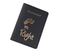 Storage Bag Custodia a portafoglio per passaporti Mr. Mrs. Custodia da viaggio essenziale per donne e uomini, in pelle, protezione per passaporti, per addio al nubilato, Nero , Bellezza di massa