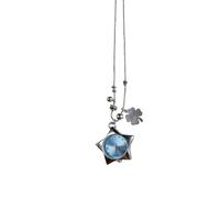 Storage Bag Elegante collana con simbolo a quattro foglie in acciaio inossidabile con catena a clavicola con ciondolo portafortuna fatto a mano opzione regalo gioielli per tutti i giorni, Misura unica