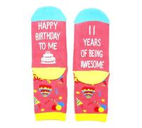 Storage Bag Happy Birthday To Being Awesomes - Calzini con motivo a fantasia, per ragazzi e ragazze, per feste di compleanno dai 9 agli 11 anni, Calzini 11° compleanno, Taglia unica