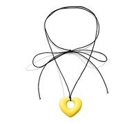 Storage Bag Hollow Love Jewelry Romanzo Ciondolo a forma di cuore di colore semplice catena clavicola regolabile corda nera collana fredda Hollow Love ciondolo collana per le donne, Misura unica, come