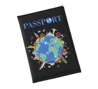 Storage Bag Porta passaporti Custodia a portafoglio da viaggio Accessori da viaggio Stampa a colori Copertine per passaporti globali per carte di credito Custodia in pelle PU Stampa Global Cover, Nero