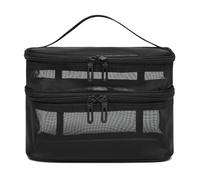 Storage Bag - Trousse in rete per pennelli in nylon, per la cura della persona, beauty e articoli da toeletta a strato singolo/doppio strato, Nero , doppio strato, Bellezza di massa