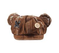 Storage Bag Y2K Trendy Cute Bear Ear Hat Girls Woman Newsboys Cap Vintage Sunproof Pittore Cappello Francese per Casual per Donne Cappelli Donne Bulk Ragazze Sunproof, Marrone, Taglia unica
