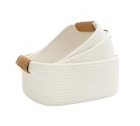 Storage Basket | 3-Piece Cotton Rope Organizer Bins | Basket Organizer | Cotton Rope Storages Baskets | Storage Baskets For Shelves For Living Room Nursery Room Nightstands Desks Bathroom Laundry