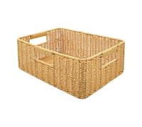 Storage Basket - Faux Rattan Basket | Multi-Functional Storage Baskets, Imitation Rattan Weaving Storages Baskets, Rustic With Double Handles, Household Organisation Or Laundry Room Bathroom