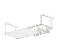 Storage Basket, Under Shelf Organizer, Clothes rack, Retractable Carbon Steel Frame, Double Basket Design, Closet Pantry Use, 19.69 x 10.24 x 7.09 Inches, Black White, 1 pezzo