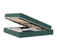 Storage Bed Frame with Mattress, Dark Green Velvet Upholstered Platform Bed with Hydraulic Storage, Queen Size 180 x 200 cm, Modern Tufted Headboard for Living Room Bedroom, No Box Spring Needed