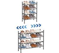 STORAGE MANIAC Scarpiera espandibile, 16 paia di scarpe, impilabile, in metallo, regolabile, organizer per scarpe, per armadio, ingresso, corridoio, garage, porta d'ingresso, scarpiera, nero, 4