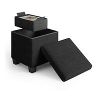 STORAGEBUD ottomano con contenitore per soggiorno, 38,1 cm, piccolo ottomano, poggiapiedi, poggiapiedi riccio max 150 kg, nero
