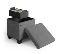 STORAGEBUD ottomano con contenitore per soggiorno, 38,1 cm, piccolo ottomano, poggiapiedi, poggiapiedi riccio max 150 kg, grigio ottomano